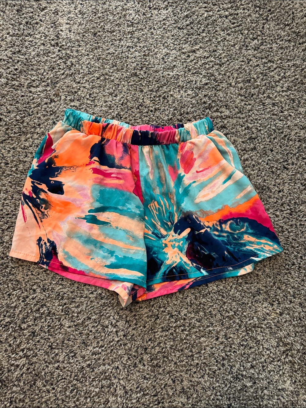 Tyche Tie-Dye Shorts — Teal, Coral, Navy, Pink